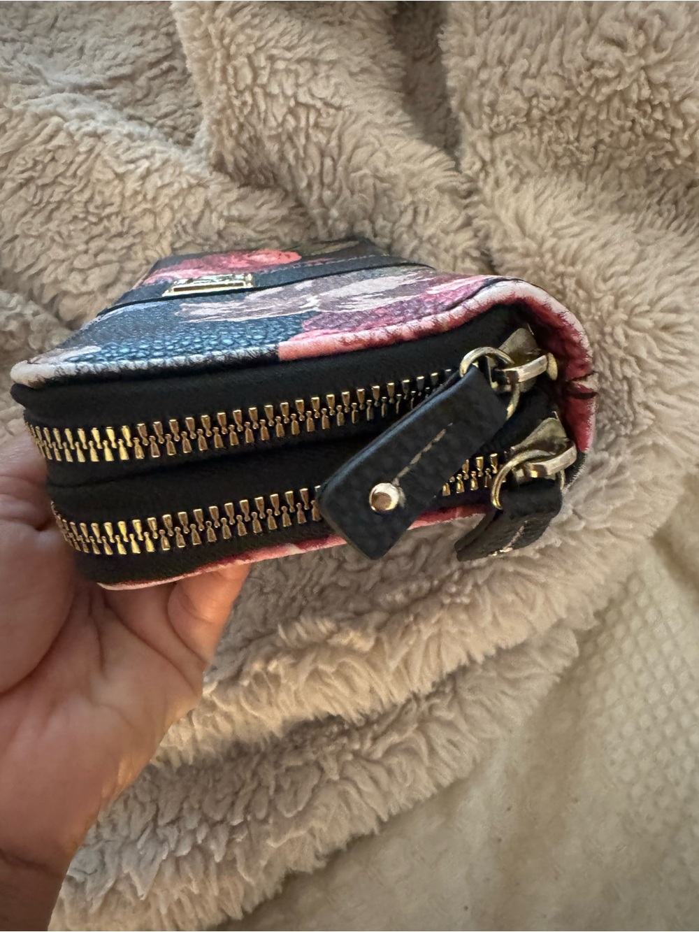 Stone Mountain Accessories Black Floral Zip Wallet with Pink & Brown Blooms - Picture 7 of 7
